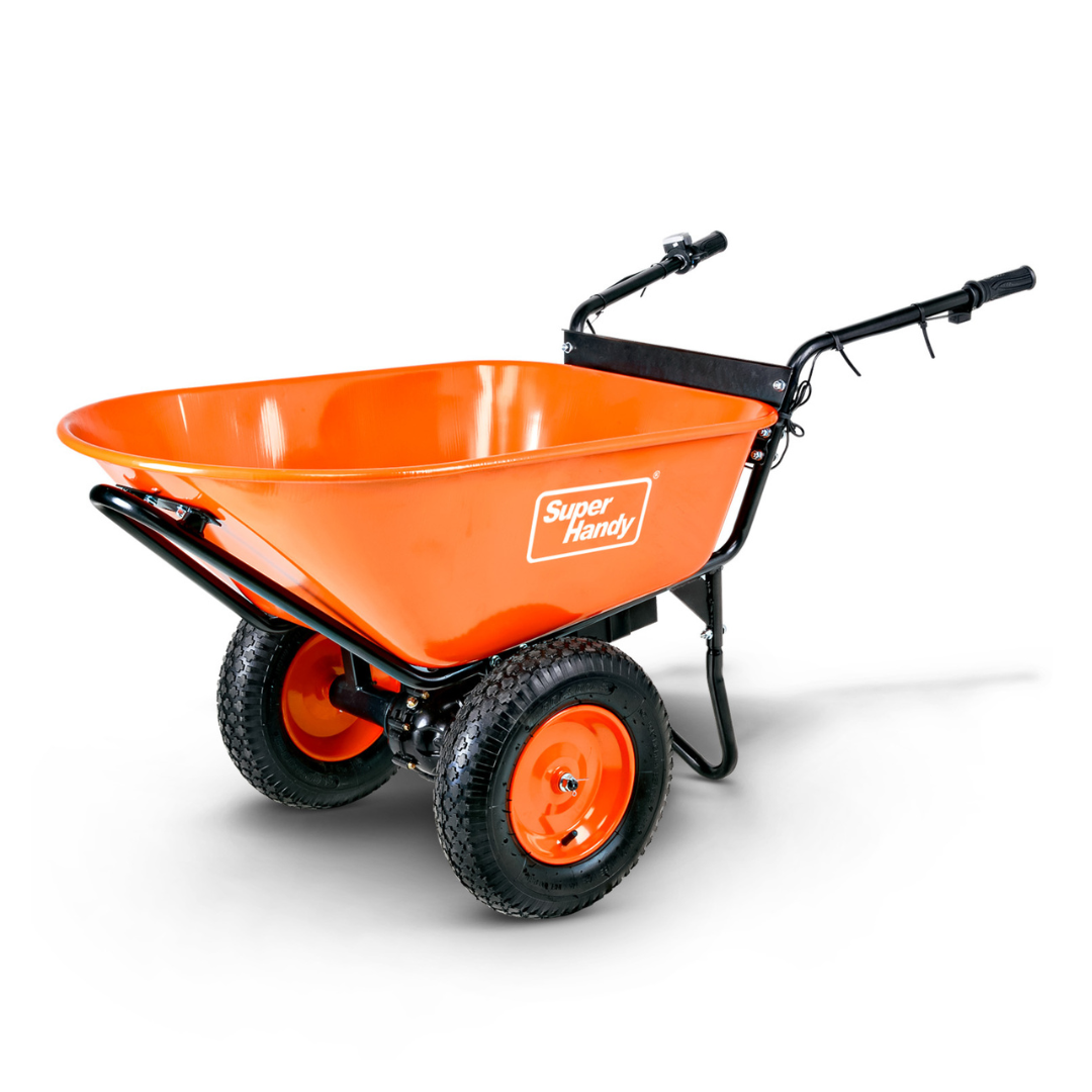 SuperHandy Electric Dualie Wheelbarrow - 24V 7Ah AGM Battery - Senior.com Wheelbarrows