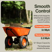 SuperHandy Electric Dualie Wheelbarrow - 24V 7Ah AGM Battery - Senior.com Wheelbarrows