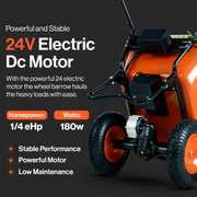 SuperHandy Electric Dualie Wheelbarrow - 24V 7Ah AGM Battery - Senior.com Wheelbarrows