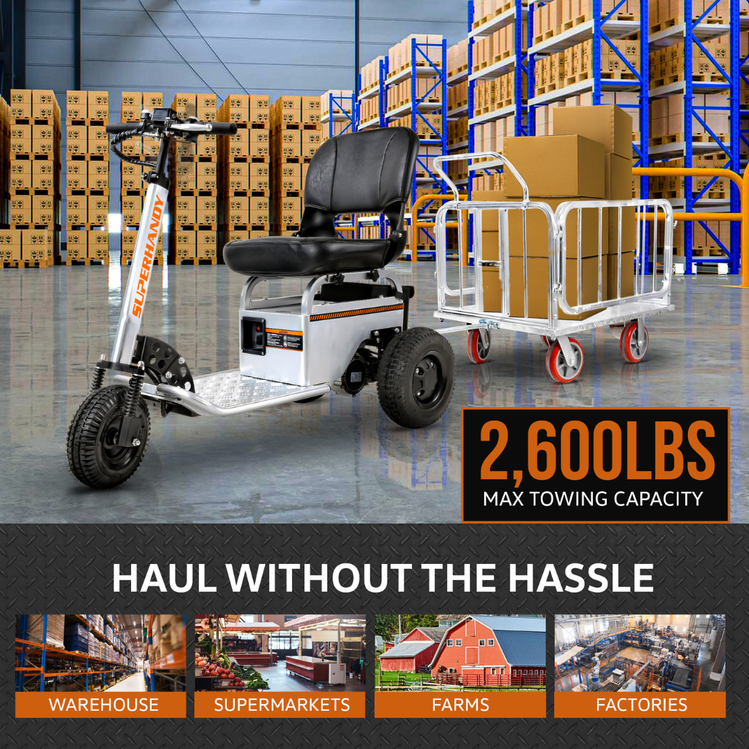 SuperHandy Tugger Electric Utility Tow Tractor - 2600 lbs Towing Capacity GUO098 - Senior.com Utility Carts