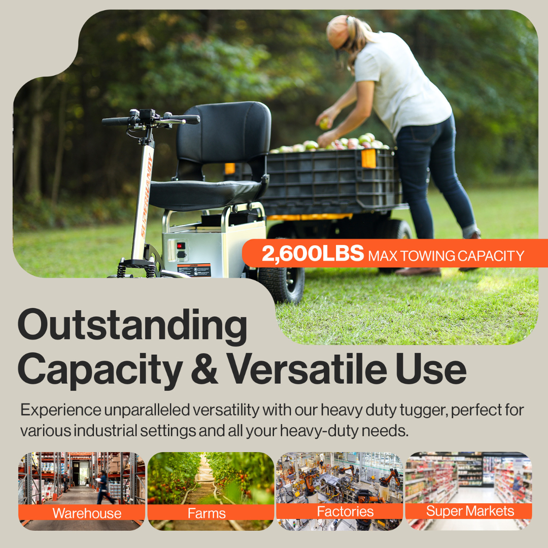 SuperHandy Tugger Electric Utility Tow Tractor - 2600 lbs Towing Capacity GUO098 - Senior.com Utility Carts