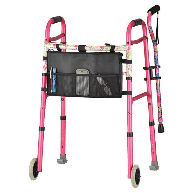 Nova Medical Designer Folding Walker Package with Cane and Accessories