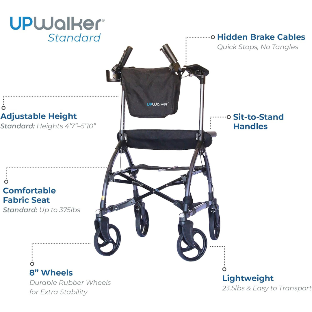 LifeWalker Mobility UPWalker - Innovative Upright Folding Rolling Walker - Senior.com Upright Walkers