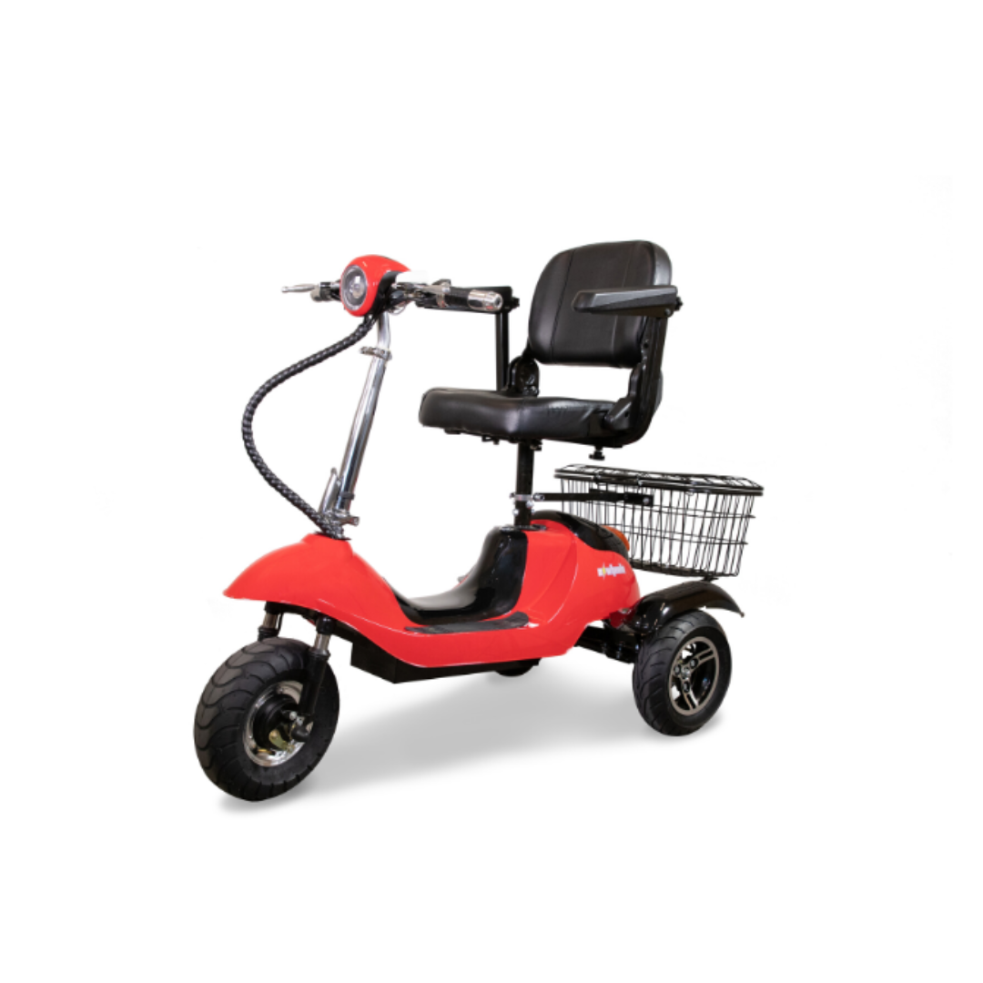 Ewheels Sporty 3-Wheeled Long Range Black Electric Scooter with Swivel Seat EW-20 Red