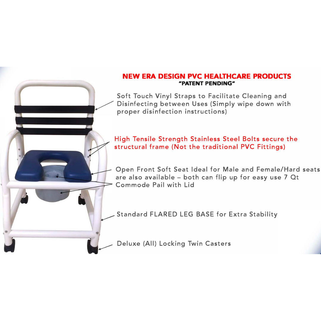 Mor-Medical Deluxe Infection Control Shower Chair Commode with Foot Rest - Senior.com PVC Shower Chairs