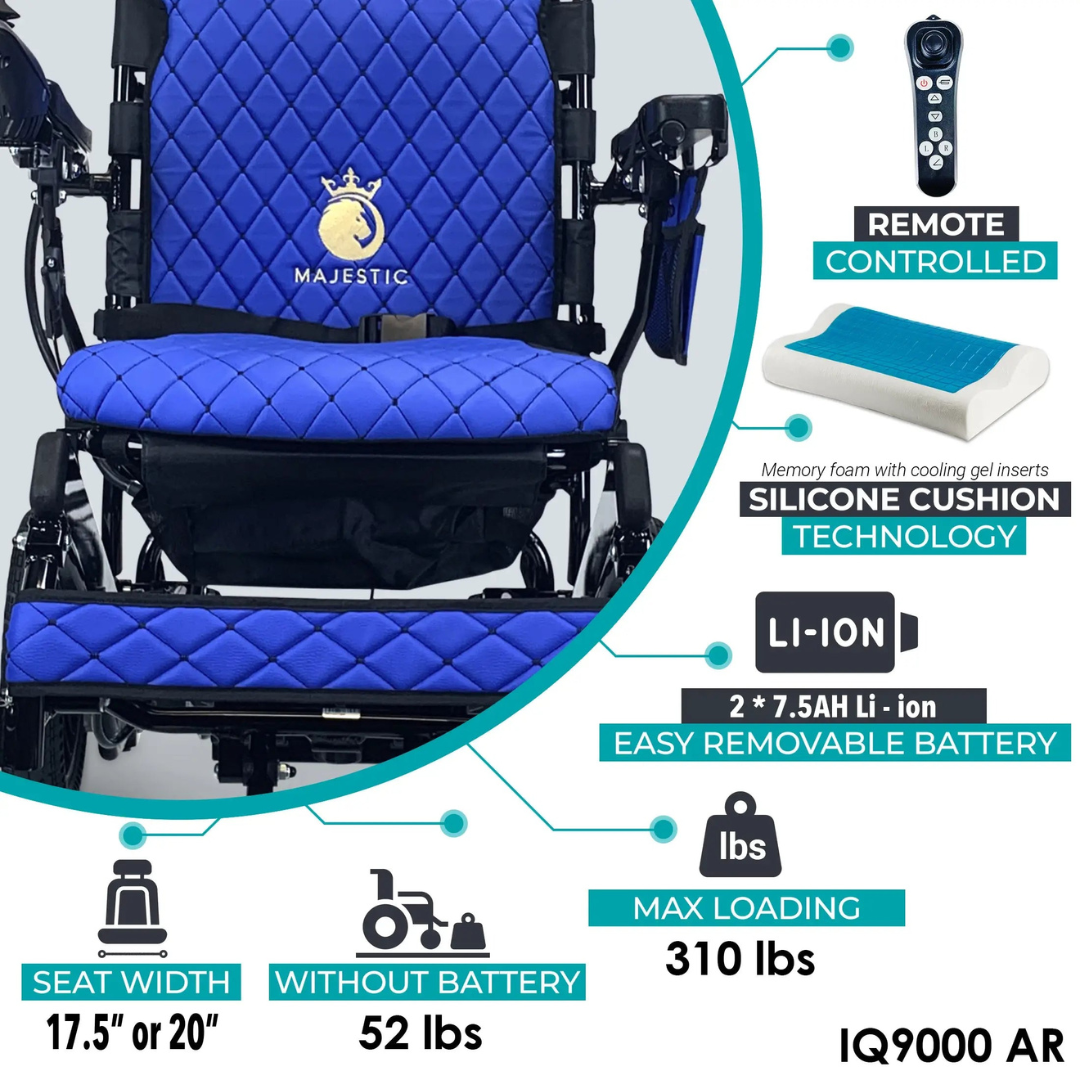 ComfyGo MAJESTIC IQ-9000 Auto Recline Remote Controlled Electric Wheelchair - Senior.com Power Chairs