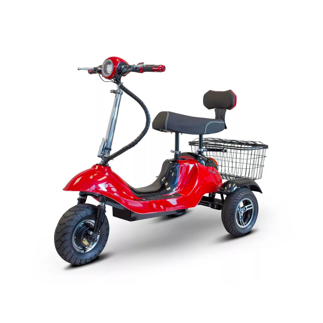 EWheels Sporty Folding Electric 3 Wheeled Scooter with Rear Basket – 15 MPH EW-19 