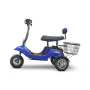 EWheels Sporty Folding Electric 3 Wheeled Scooter with Rear Basket – 15 MPH EW-19  blue