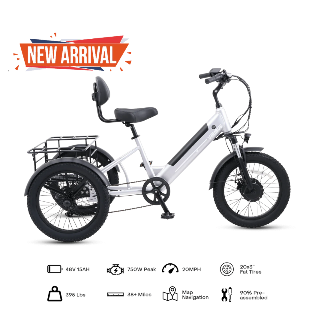 Viribus SC5 Fat Tire Electric Tricycle with Backrest - Senior.com Electric Bikes