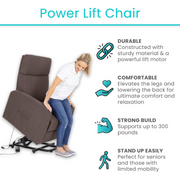 Vive Health Large Power Assisted Lift Chair Recliner  - Brown - Senior.com Assisted Lift Chairs