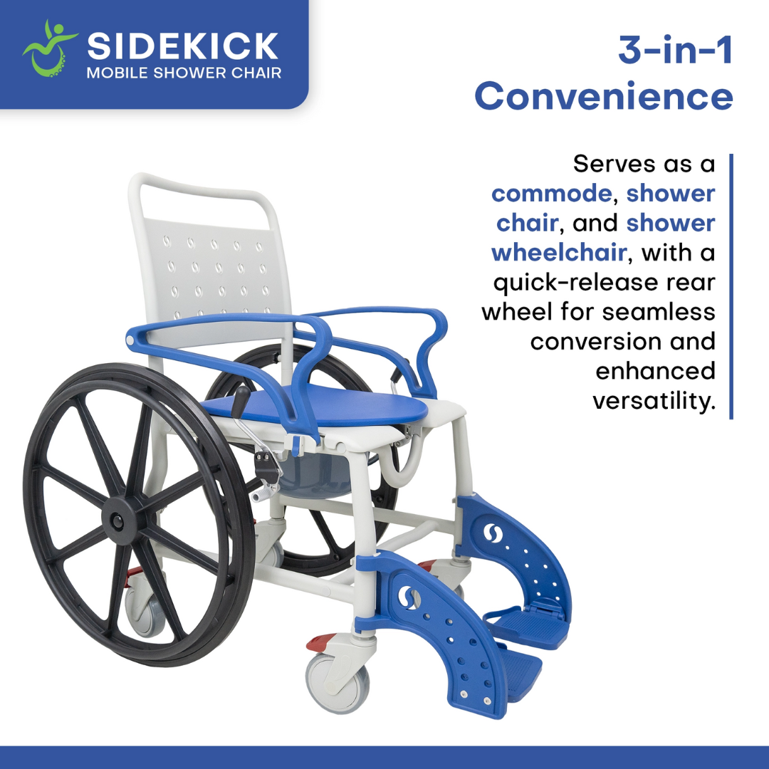 Climbing Steps Sidekick Ultralight Shower Chair with Commode Opening