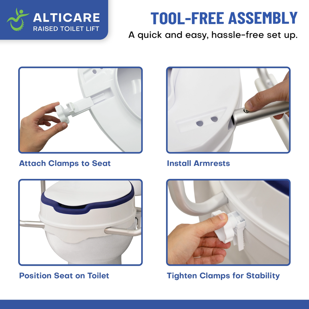 Climbing Steps AltiCare Raised Toilet Seat with Arms