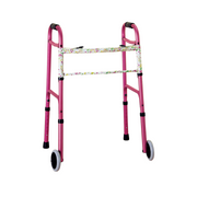 Nova Medical Deluxe 2 Button Folding Walker with 5″ Wheels - Senior.com Walkers