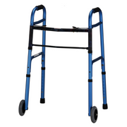 Nova Medical Deluxe 2 Button Folding Walker with 5″ Wheels - Senior.com Walkers