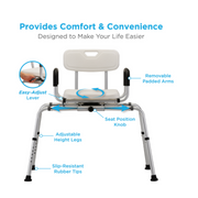 Nova Medical Shower Sliding Transfer Bench with 360° Swivel Seat - Senior.com Transfer Benches