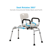 Nova Medical Shower Sliding Transfer Bench with 360° Swivel Seat - Senior.com Transfer Benches