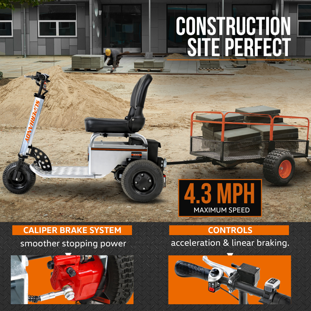 SuperHandy Tugger Electric Utility Tow Tractor - 2600 lbs Towing Capacity - Senior.com Utility Carts