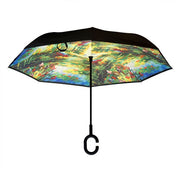 Topsy Turvy Designer Umbrellas - Drip Free Windproof - Lily Pond Oil Painting - Senior.com Umbrellas