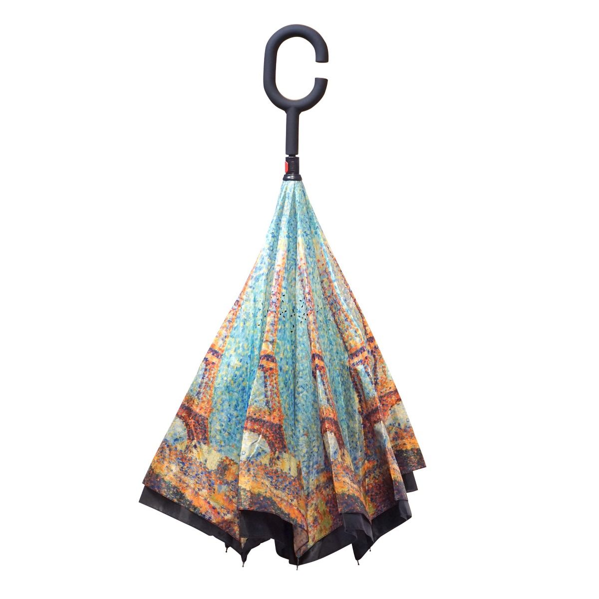 Topsy Turvy Designer Umbrellas - Drip Free Windproof - Seurat's Eiffel Tower - Senior.com Umbrellas
