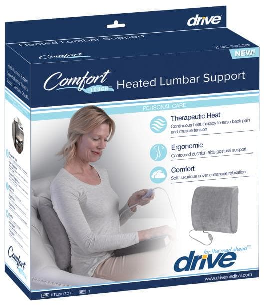 Drive Medical Comfort Touch Heated Lumbar Support Cushion - Senior.com Lumbar Supports