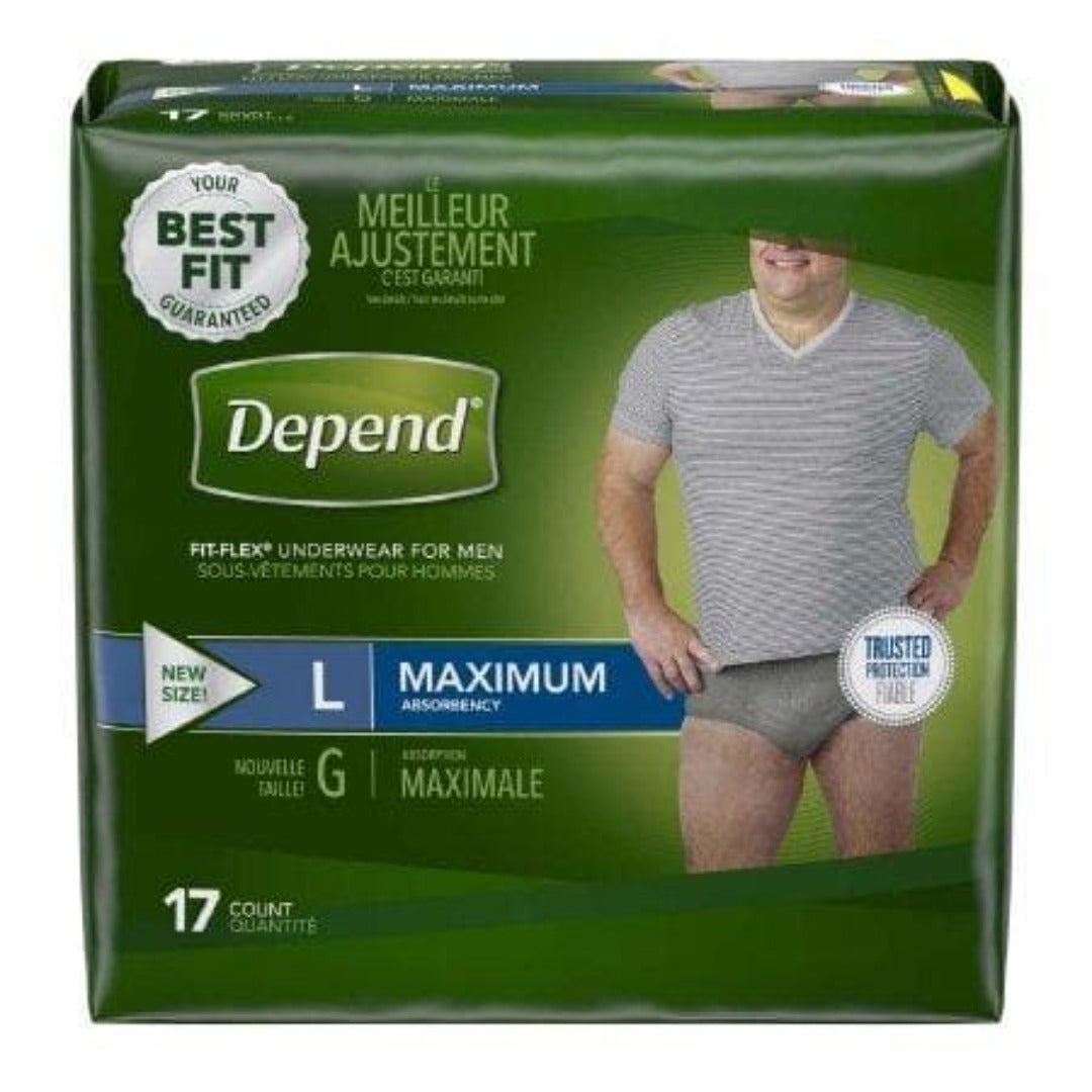 Depend Fit Flex Breathable Stretch Underwear for Men Maximum Absorbency Small Medium Large