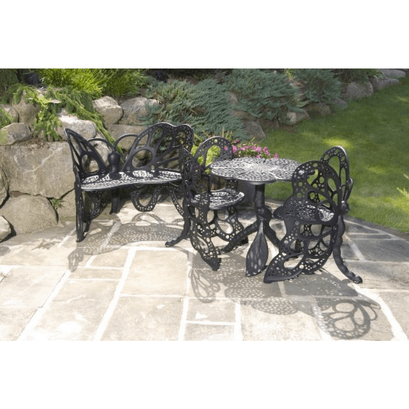 FlowerHouse Deluxe Butterfly Garden Patio Set - Includes Table, Bench, and 2 Butterfly Chairs - Senior.com Patio Furniture