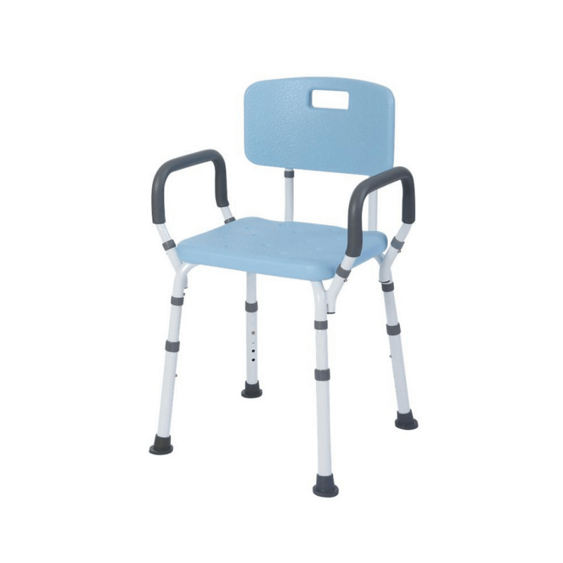 Lifestyle Mobility Aids Bathroom Shower Bench with Backrest & Padded Arms - Senior.com Bath Benches & Seats