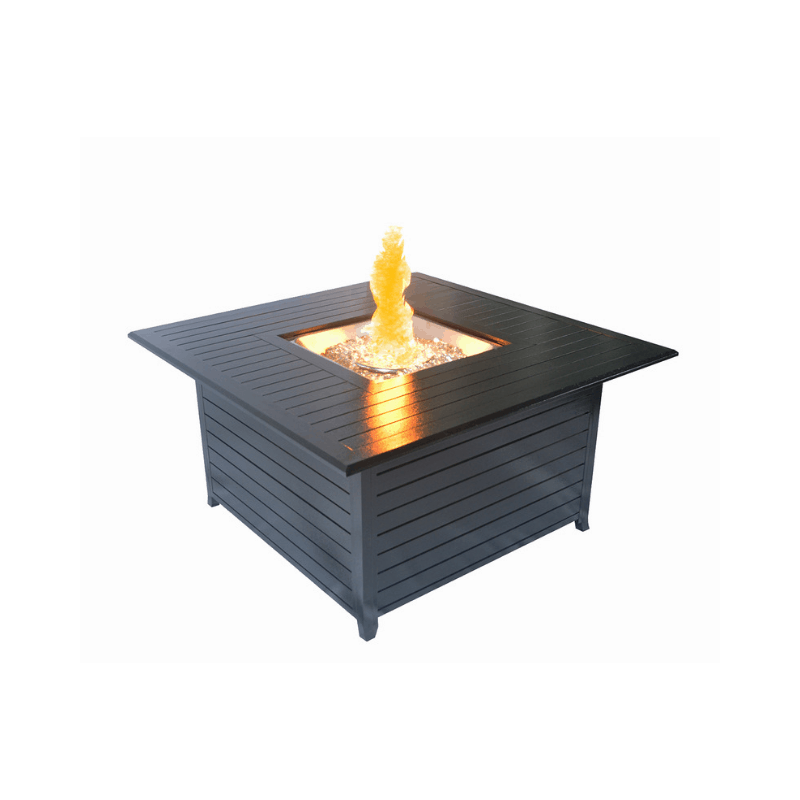 Sunheat Square Propane Outdoor Fire Pit with Cover - Hammered Black - Senior.com Fire Pits