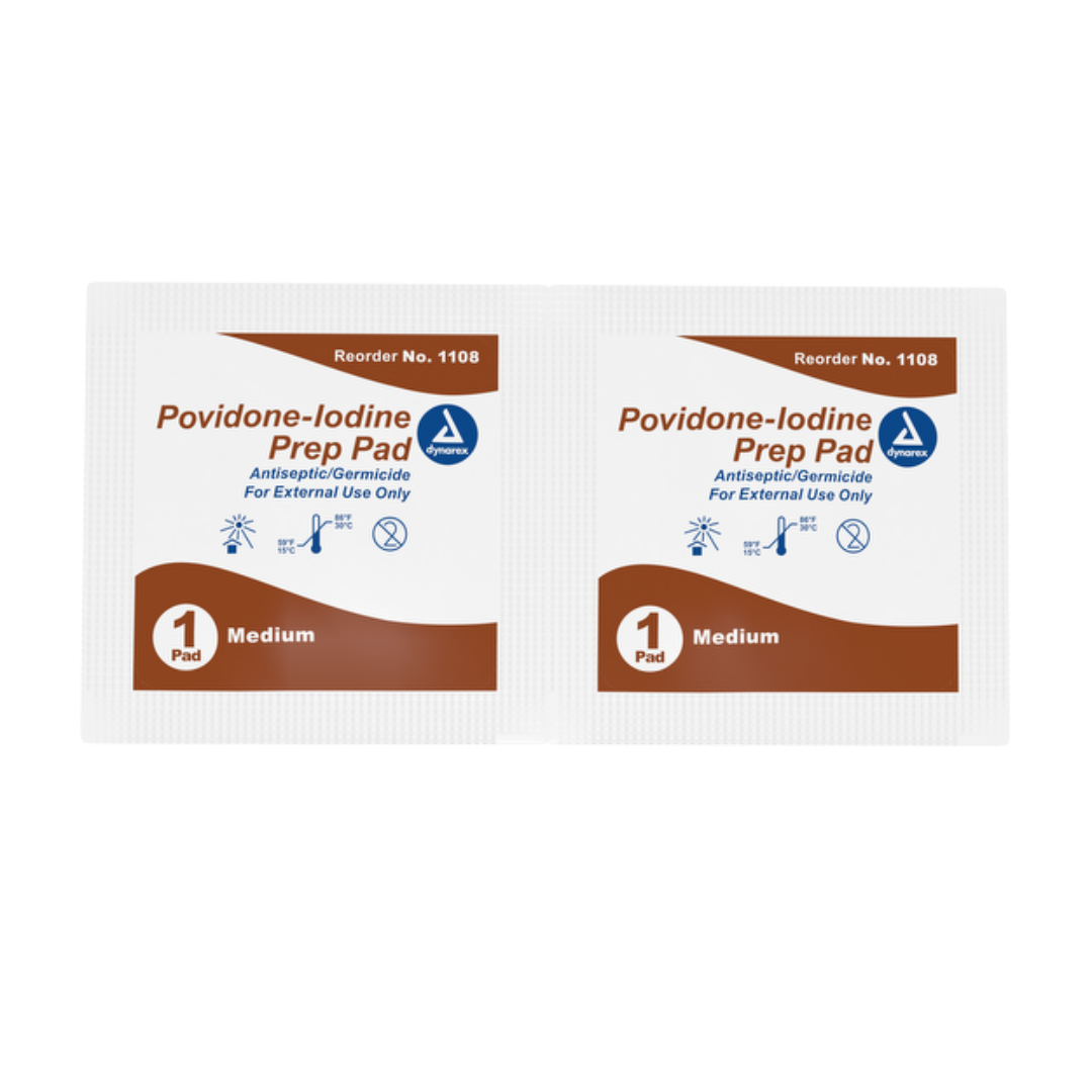 Dynarex Povidone Iodine Antiseptic Prep Pads - Medium - Senior.com Prep Pads