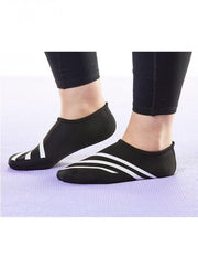 Nufoot Women's Black/White Stripe Sporty Nu Slippers - Senior.com Womans Slippers