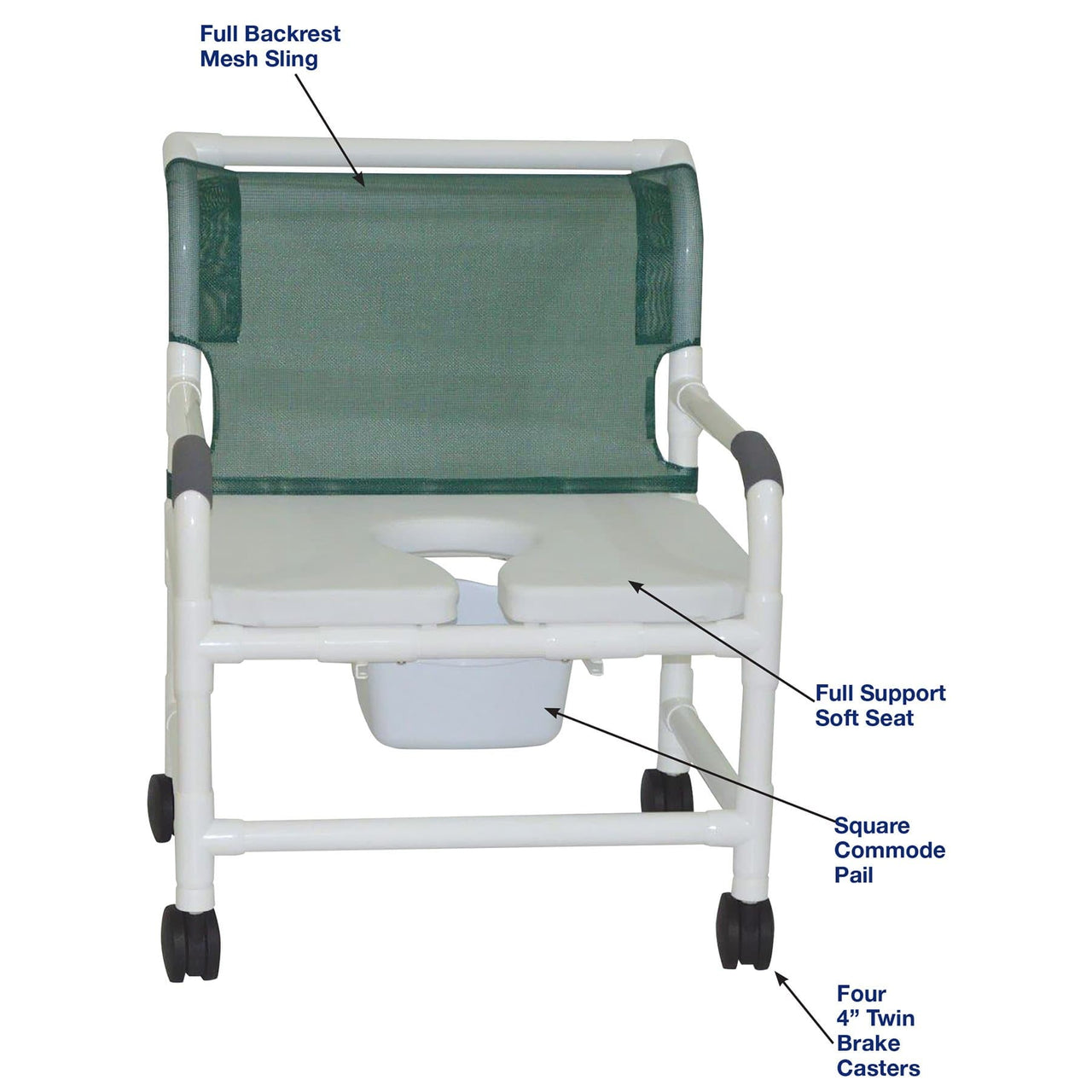 MJM International Extra Wide 26" Bariatric PVC Shower Chair with Commode Opening - Senior.com Shower Chairs