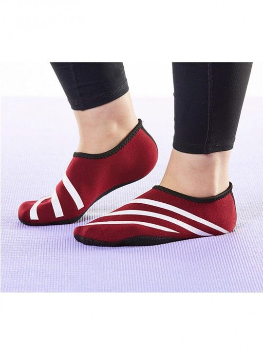 Nufoot Women's Crimson/White Stripe Sporty Nu Slippers - Senior.com Womans Slippers