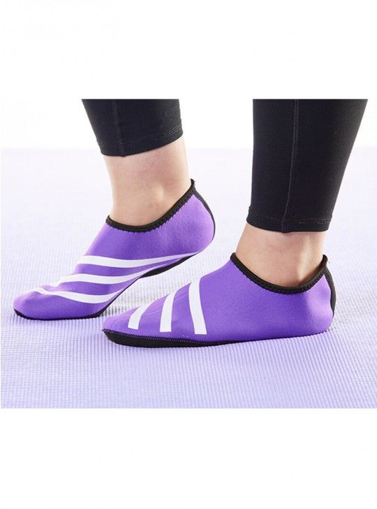 Nufoot Women's Purple/White Stripe Sporty Nu Slippers - Senior.com Womans Slippers
