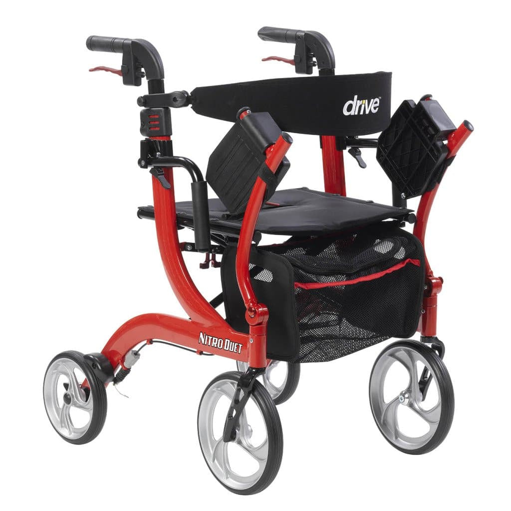 Drive Medical Nitro Duet Rollator and Transport Chair Hybrid - Senior.com Hybrid Transport Chair/Rollators