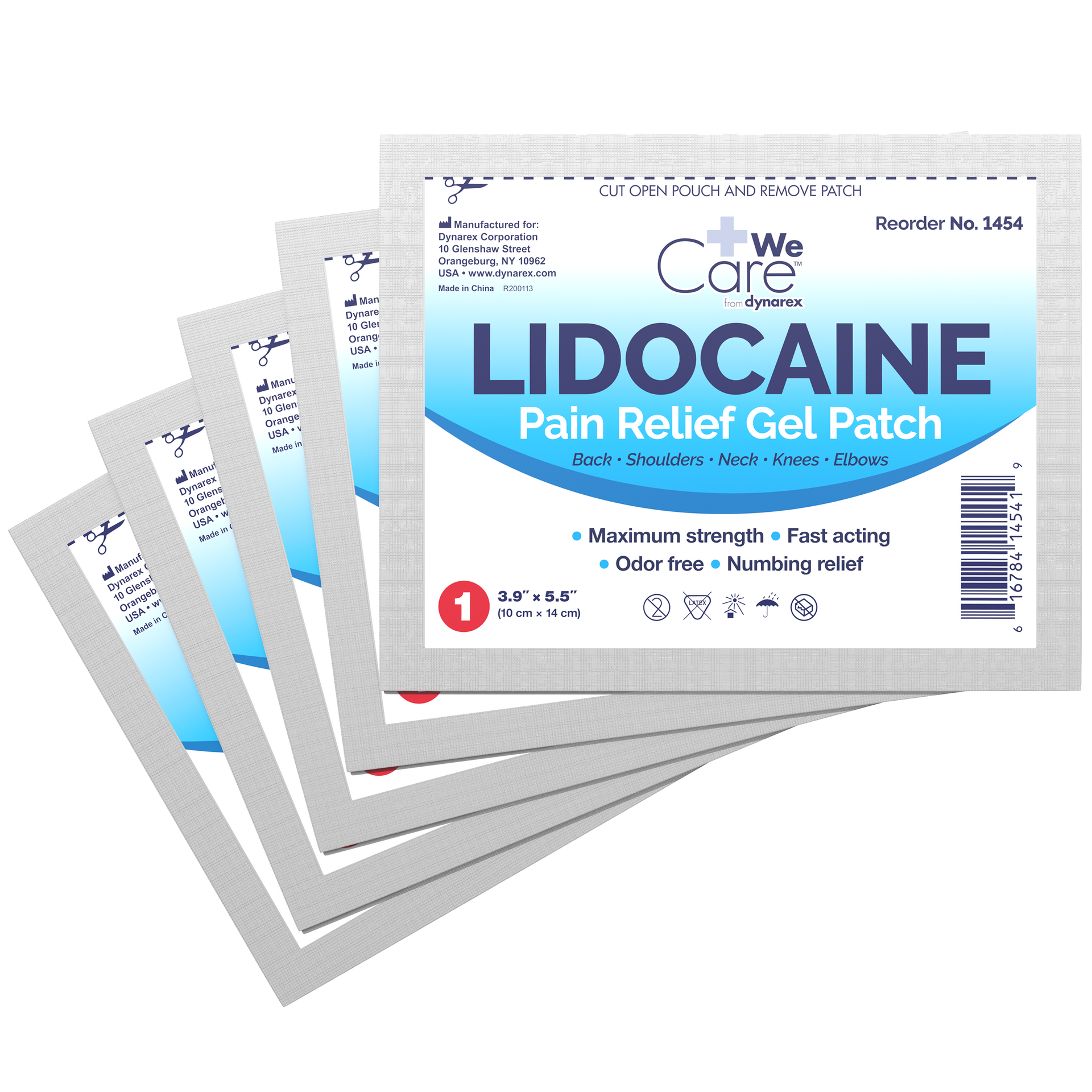 Dynarex WeCare Lidocaine Pain Relief Gel Patches - Box of 5 - Senior.com Pain Relievers