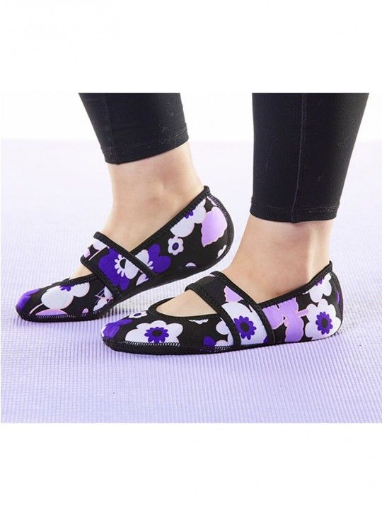 Nufoot Mary Janes - Women's Purple Flowers Betsy Lou Slippers - Senior.com Womans Slippers