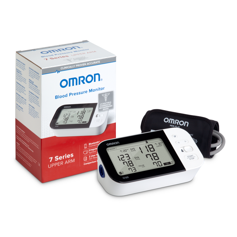 Omron 7 Series Wireless Bluetooth Upper Arm Blood Pressure Monitor - 120 Readings - Senior.com Blood Pressure Monitors