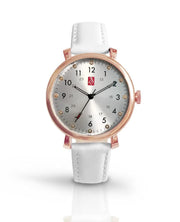 Prestige Medical Melrose Premium Watch - Rose Gold With White Band - Senior.com Watches
