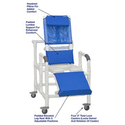 MJM International PVC Echo Reclining Padded Shower Chair with Commode Opening - Senior.com PVC Shower Chairs