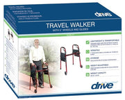 Drive Medical Portable Folding Travel Walker with 5 Wheels and Fold up Legs - Senior.com Walkers