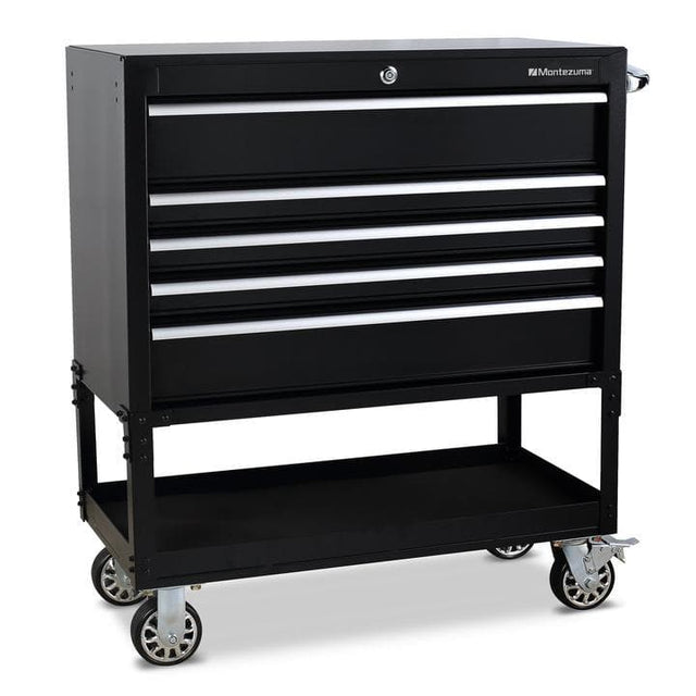 Montezuma Tool Box Rolling 36 Inch Utility Cart with 5 Storage Drawers