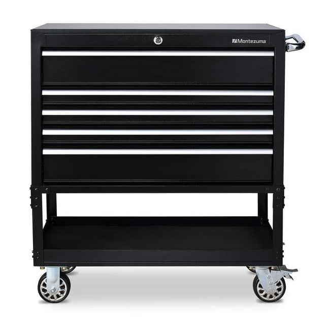 Montezuma Tool Box Rolling 36 Inch Utility Cart with 5 Storage Drawers