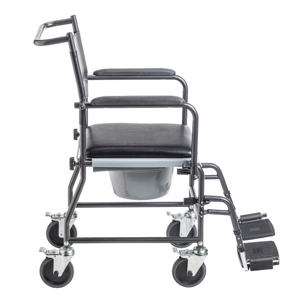 Drive Medical Upholstered Drop Arm WheeledShower Chair Commode - Senior.com Shower Chair Commode