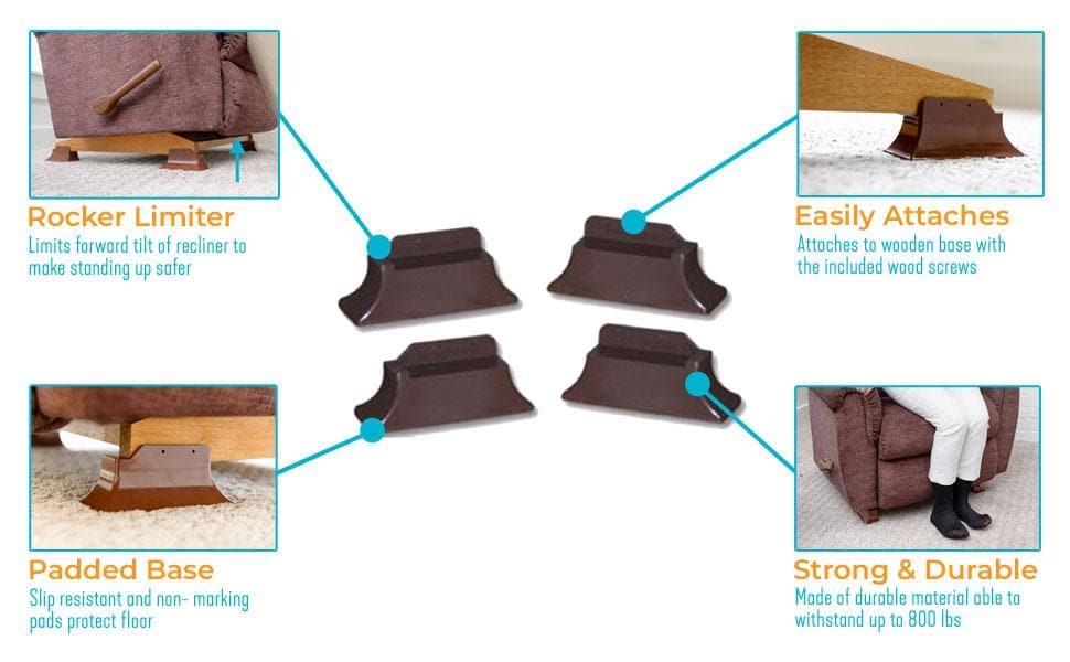 Stander Recliner Risers - Adaptable Slip Resistant Easy Chair Lifters - Set of 4 - Senior.com Furniture Risers