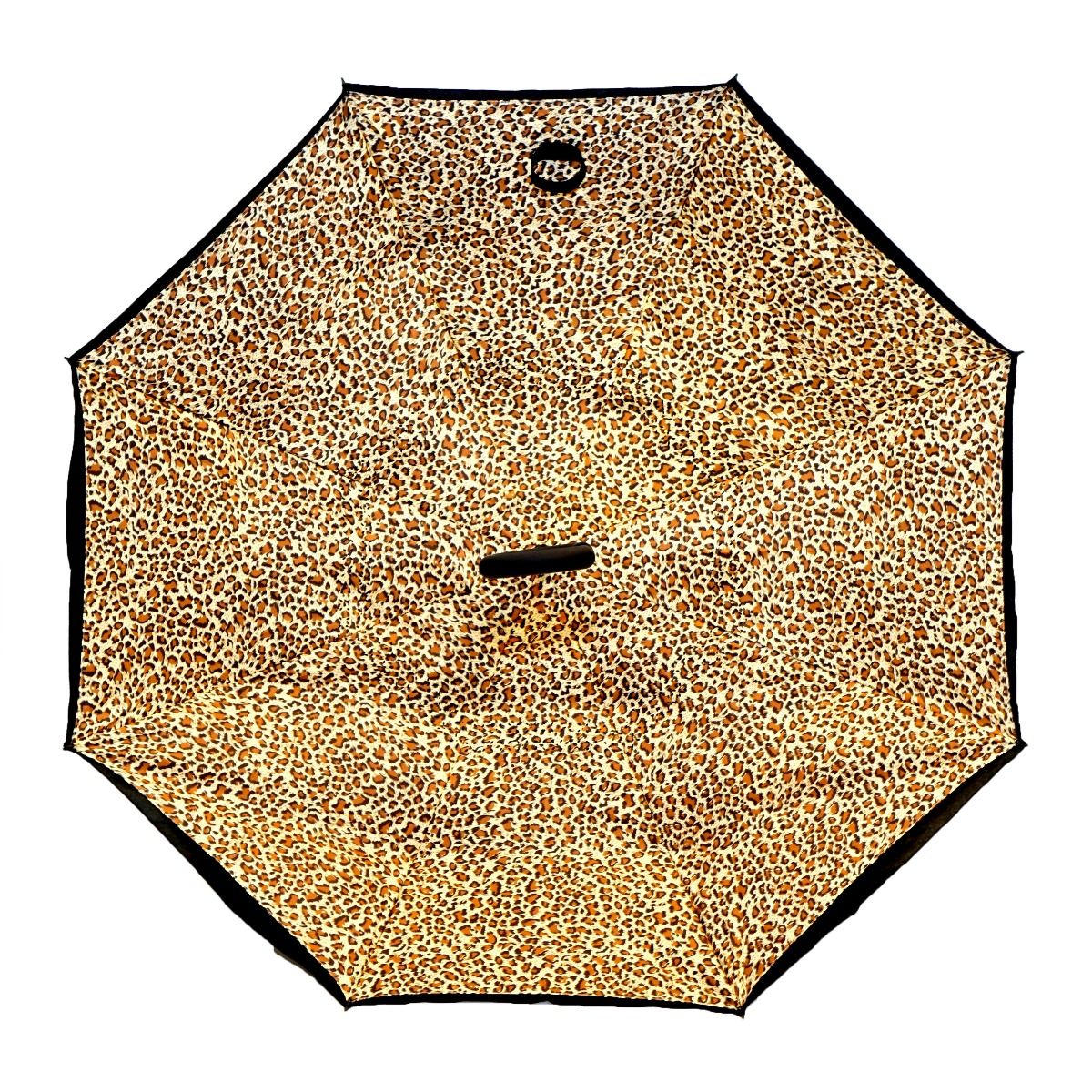 Topsy Turvy Designer Umbrellas - Drip Free Windproof - Leopard - Senior.com Umbrellas