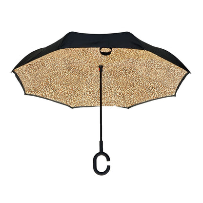 Topsy Turvy Designer Umbrellas - Drip Free Windproof - Leopard - Senior.com Umbrellas