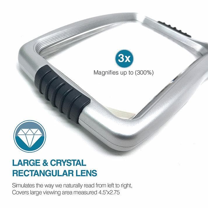 Magnipros Large 3X Magnifying Glass with 10 Dimmable LED Lights + Magnetic Base - Senior.com Handheld Magnifiers
