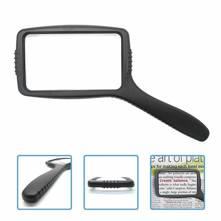 Magnipros Jumbo Size Magnifying Glass Wide Horizontal Lens 3X Magnification - Senior.com Handheld Magnifiers