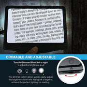 Magnipros Rechargeable 3X Large Ultra Bright LED Page Magnifier with 12 Dimmable LEDs - Senior.com Handheld Magnifiers