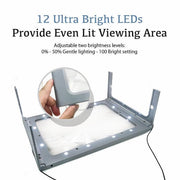 Magnipros 3X Large Full Page Magnifier - 12 LED Lights & Flip-Out Legs - Senior.com Magnifiers
